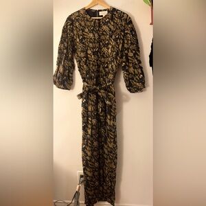 Cleobella Floral Long - Sleeve Belted Jumpsuit M GUC